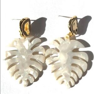 White Leaf Earrings